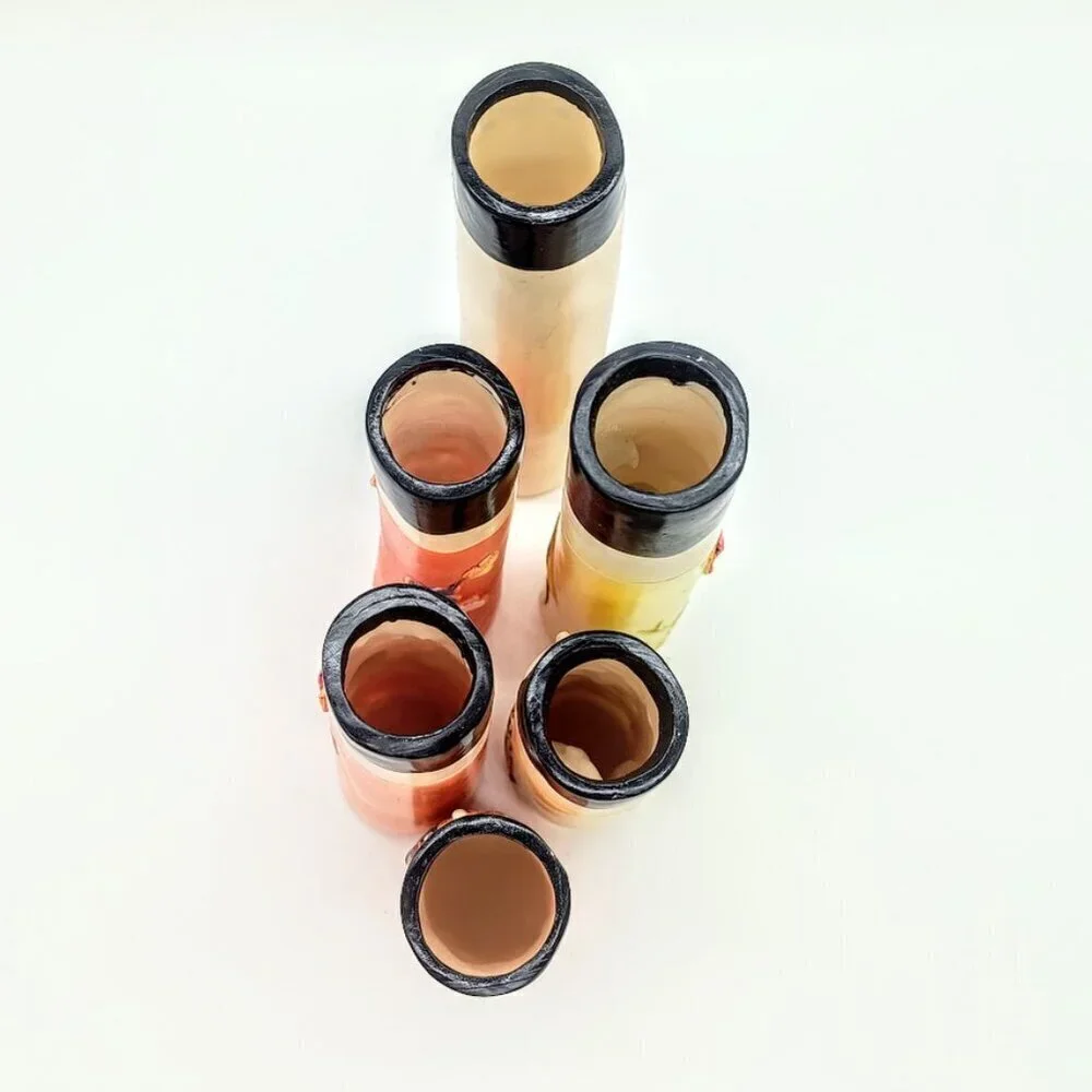 Set of 6 Hand-Painted Bohemian Family Bud Vases